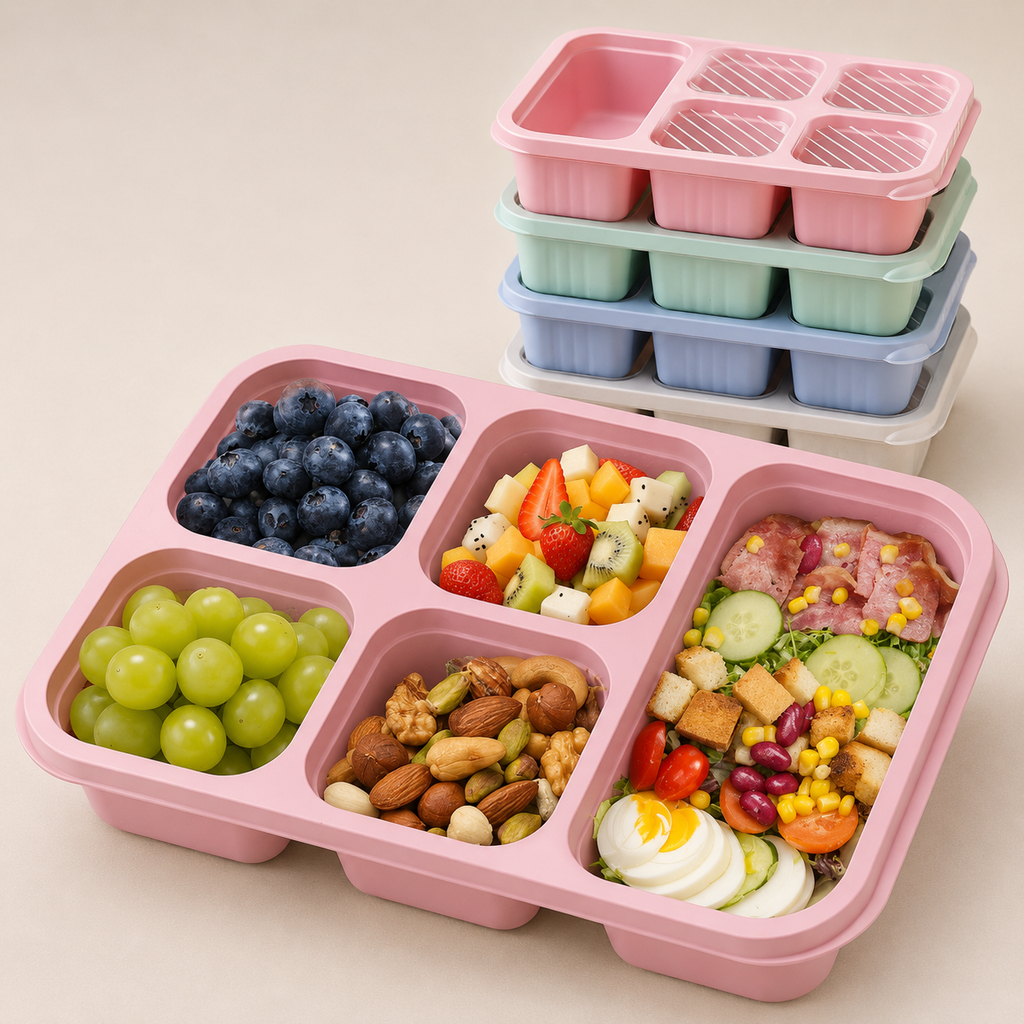 Boîte repas bento 5 compartiments en fibre de blé