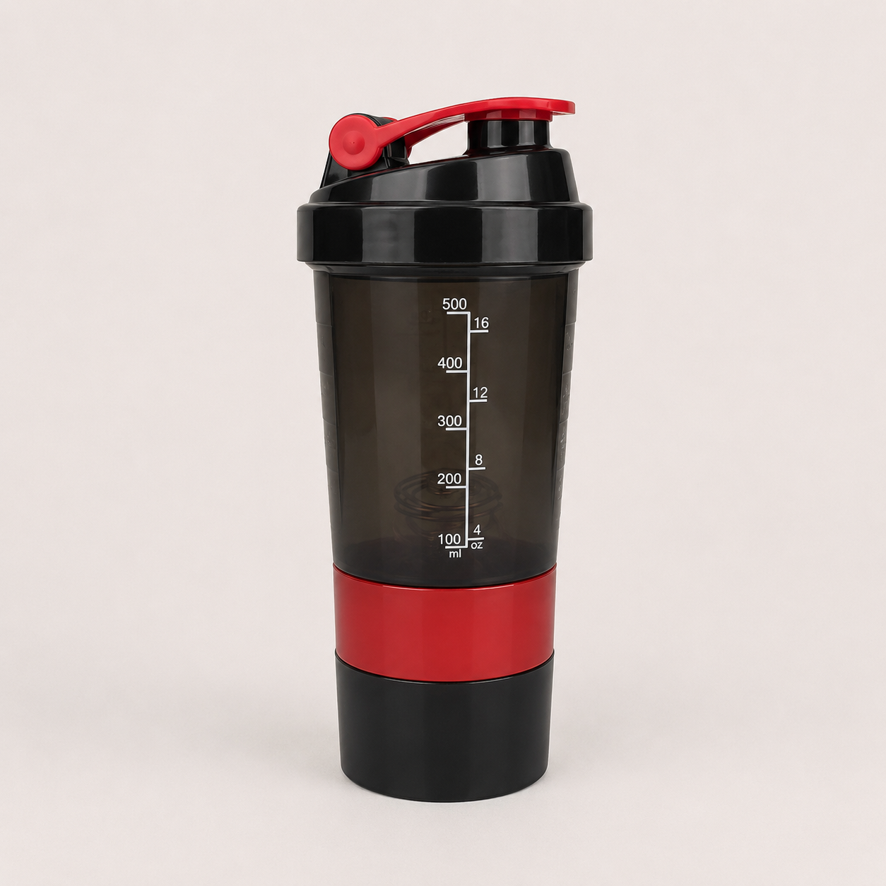 Shaker protéiné 500 ml avec compartiment de rangement