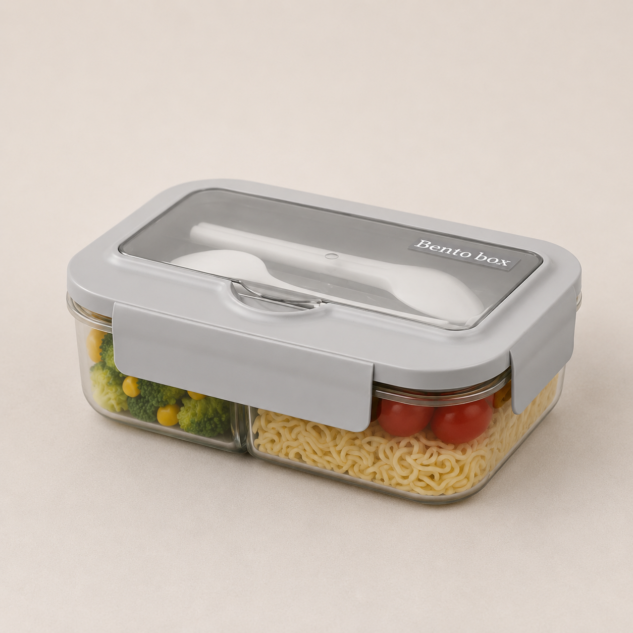 Boîte repas compartimentée étanche avec couverts