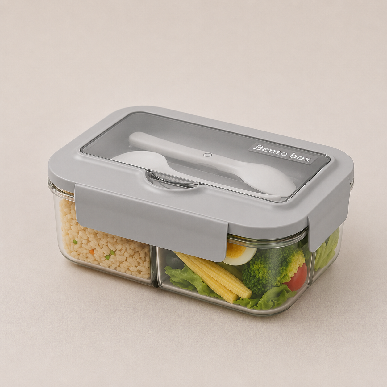 Boîte repas compartimentée étanche avec couverts