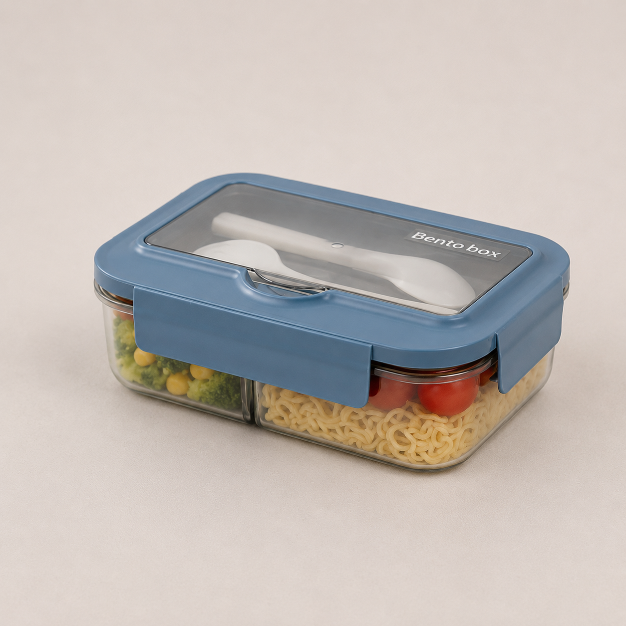 Boîte repas compartimentée étanche avec couverts
