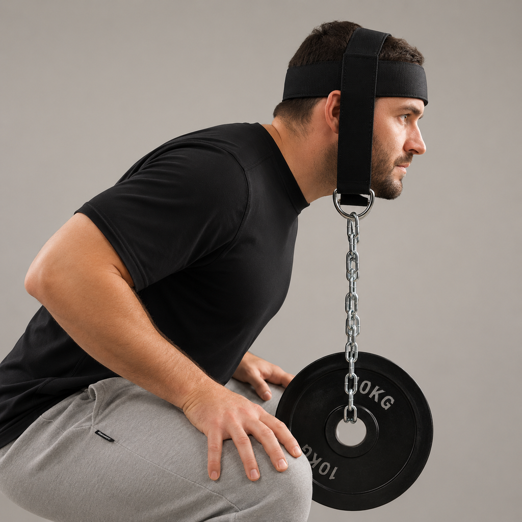Harnais de musculation pour le cou avec chaîne en acier
