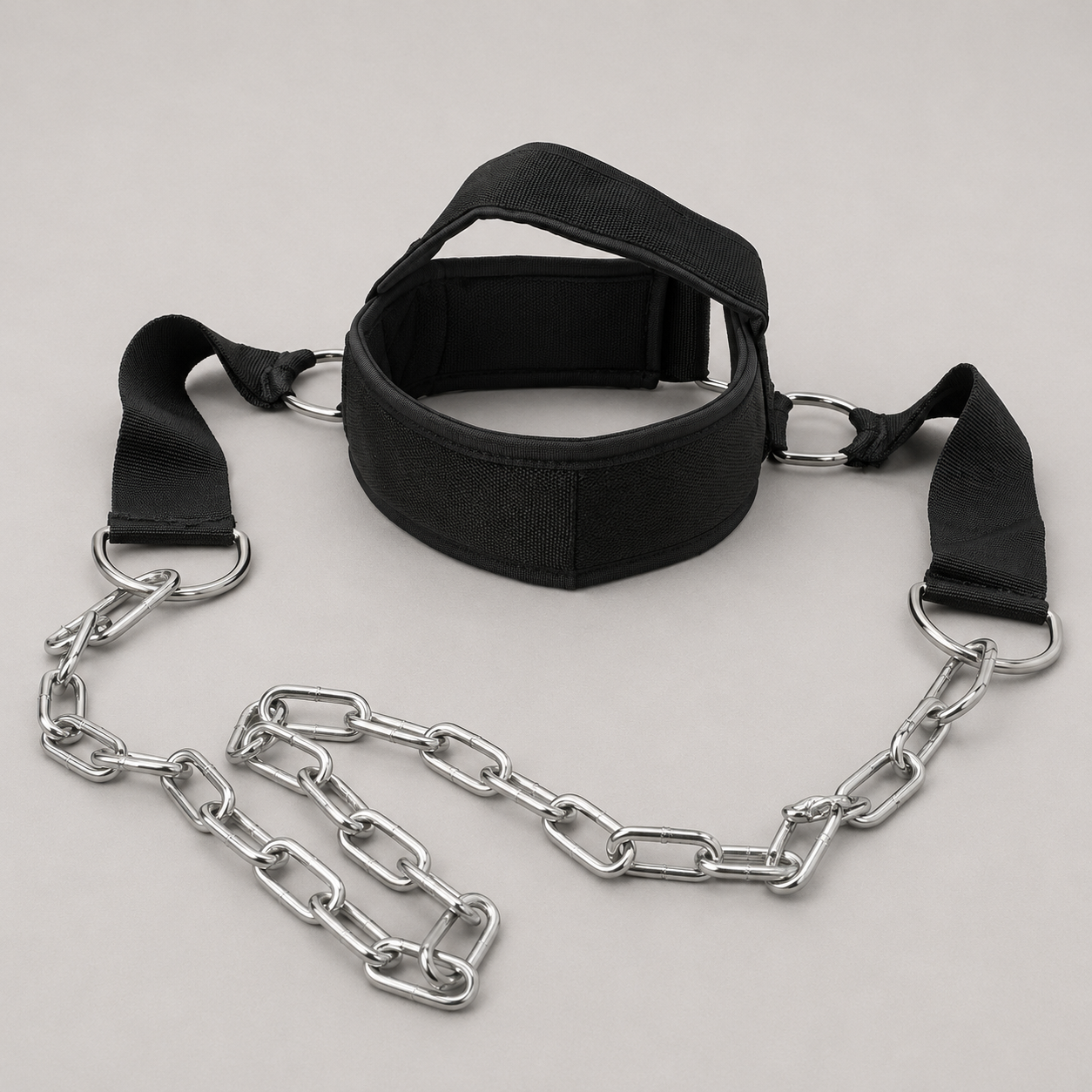Harnais de musculation pour le cou avec chaîne en acier