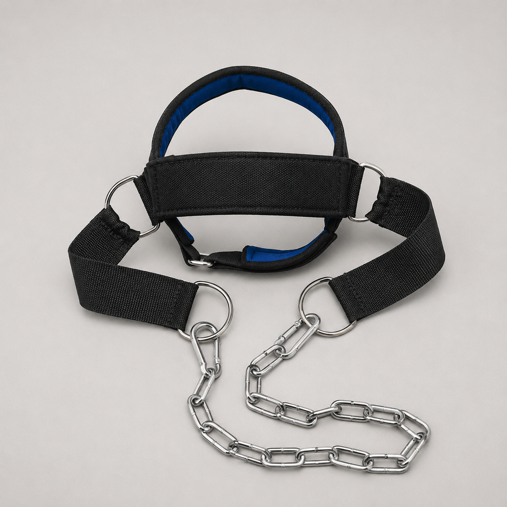 Harnais de musculation pour le cou avec chaîne en acier