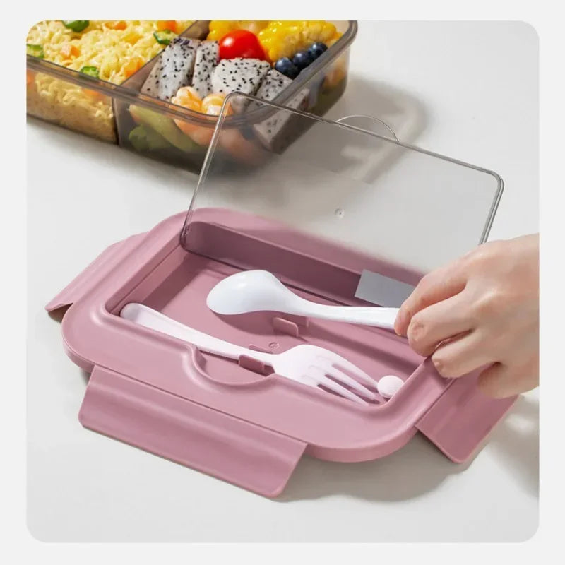 Boîte repas compartimentée étanche avec couverts