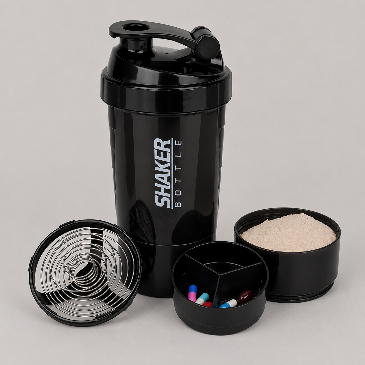 Shakers Protéinés 3 Compartiments Avec Bille